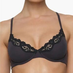 NWT Skims (34C) Unlined Scoop Lace Bra Onyx